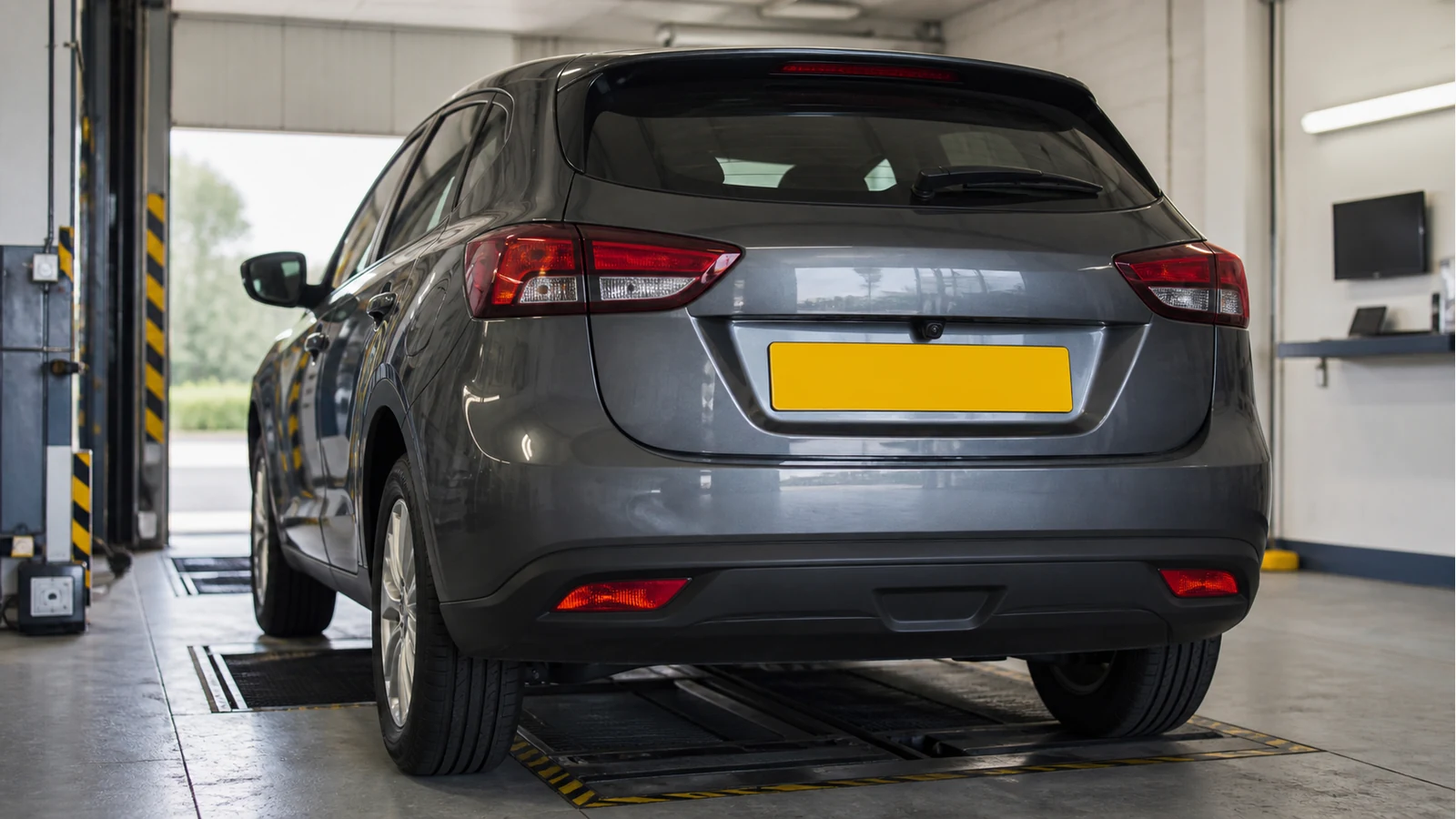 UK car rear number plate left fully visible with a discreet reversing camera mount